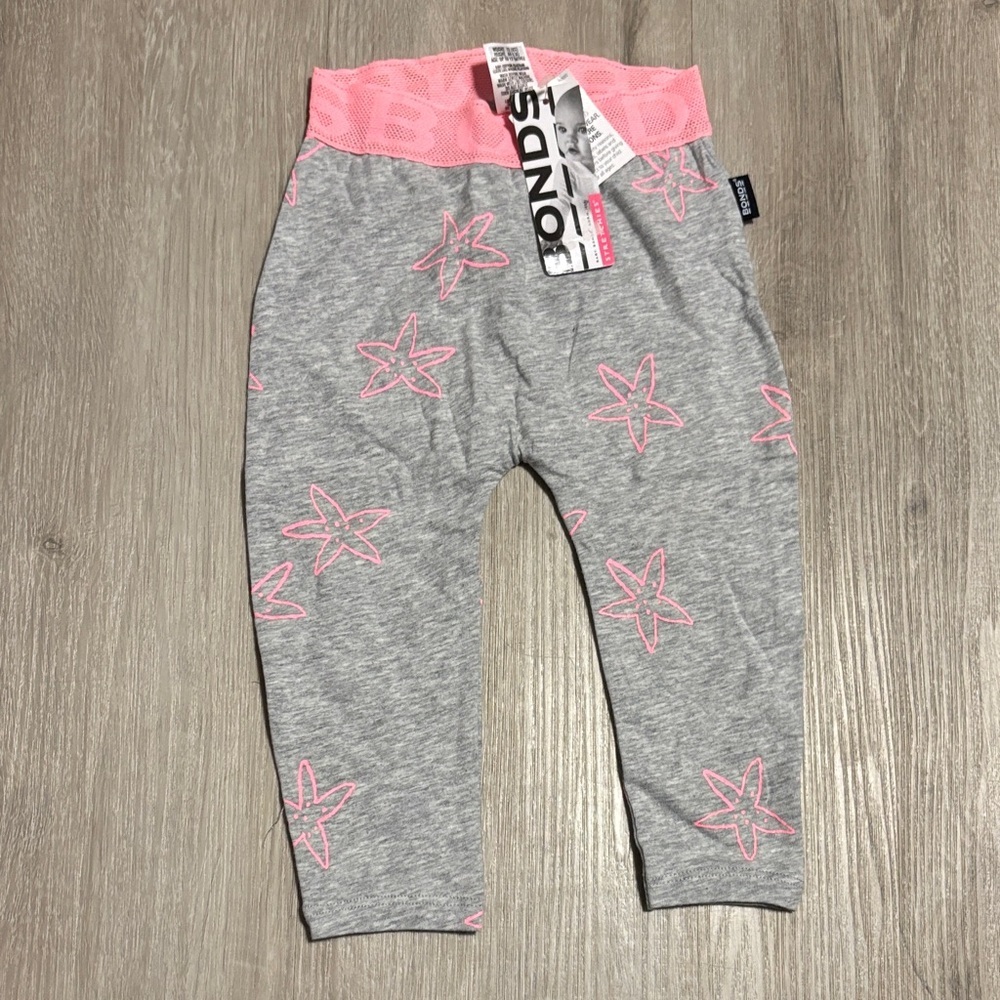 Bonds Kids Leggings with Pink Starfish on Gray